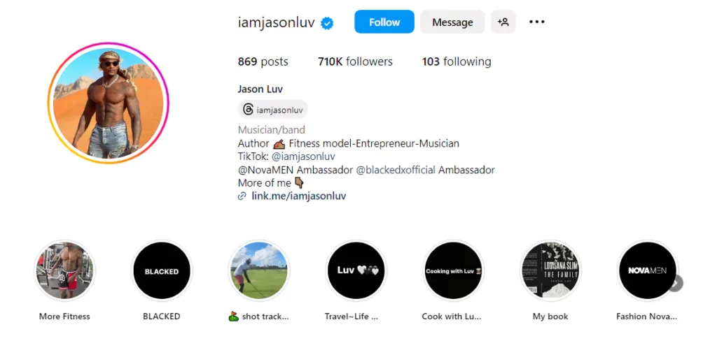 Jason Luv Instagram profile