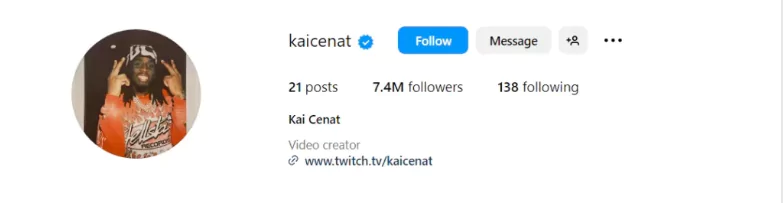 Kai Cenat Instagram profile