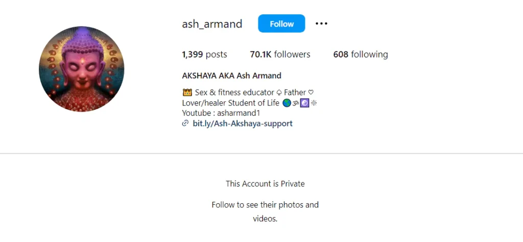 Ash Armand Instagram account screenshot