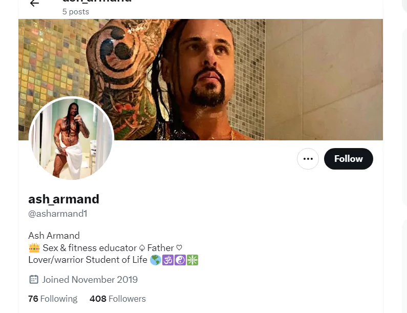 Ash Armand Twitter profile screenshot