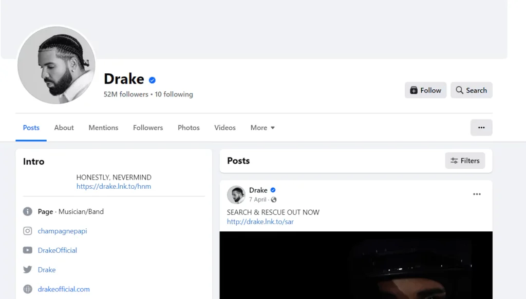 Drake Facebook