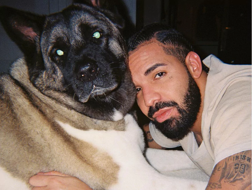 Drake with his pet dog