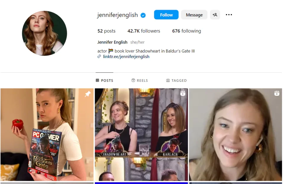 Jennifer English Instagram profile screenshot