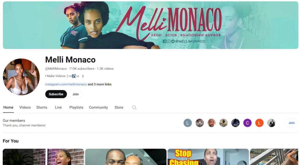 Melli Monaco YouTube channel