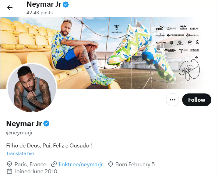 Neymar Twitter account