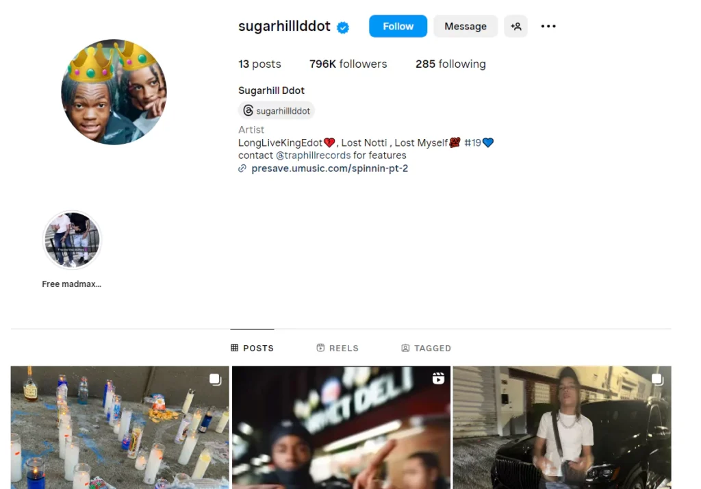 Sugarhill Ddot Instagram account screenshot