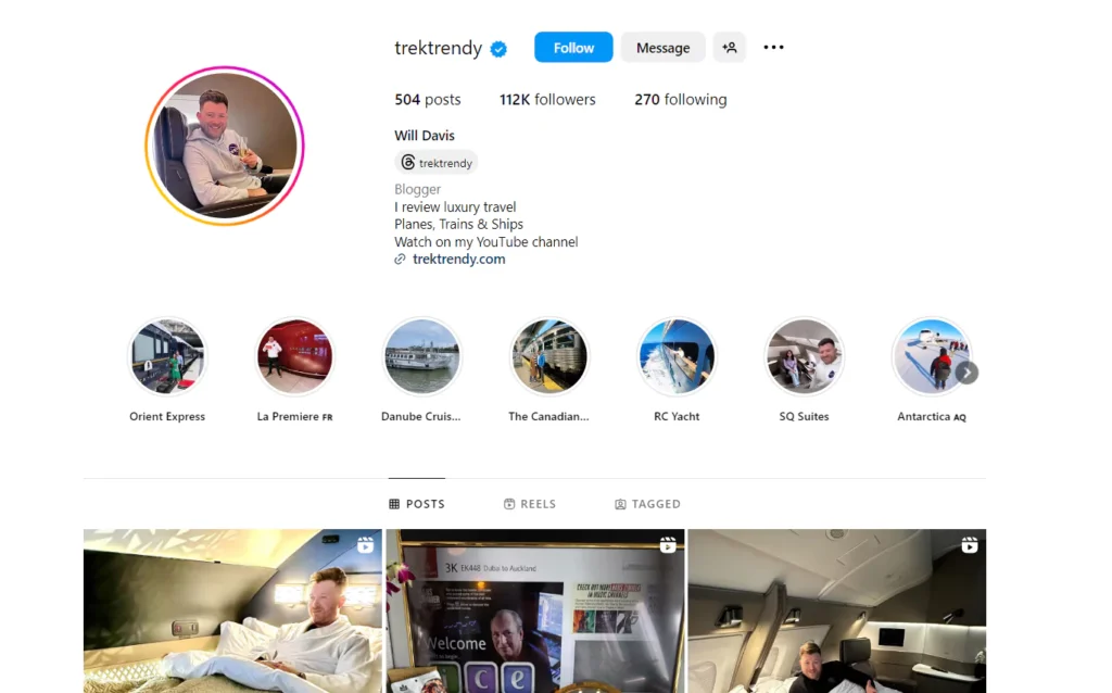Trek Trendy Instagram account screenshot