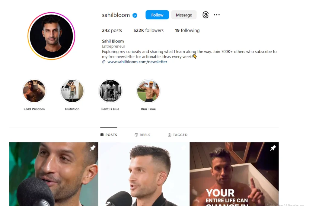 Sahil Bloom Instagram account screenshot