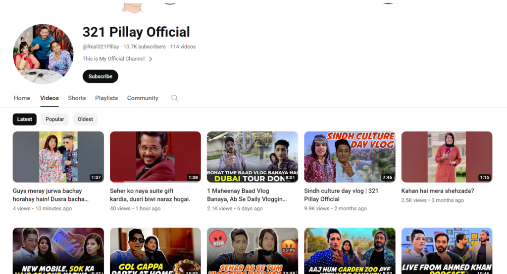 321 Pillay YouTube channel